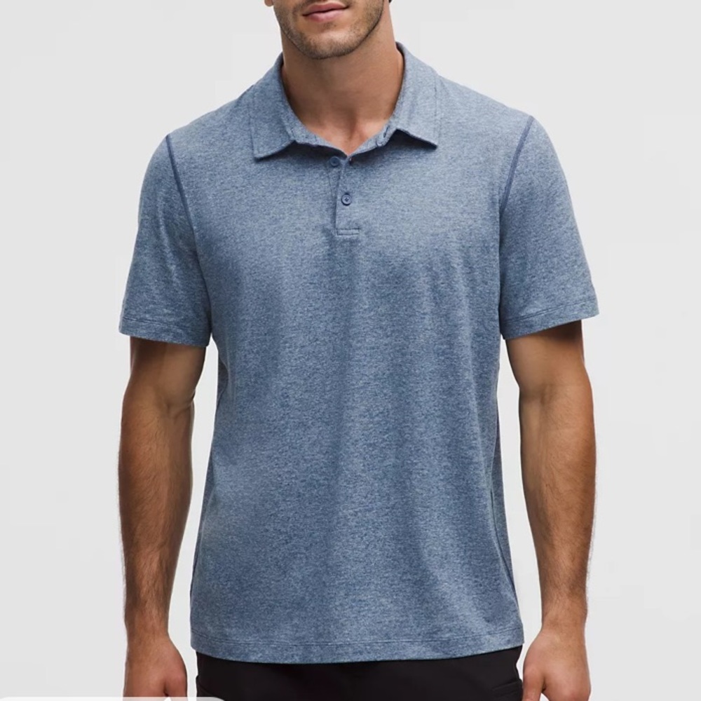 Lululemon men’s Heathered blue polo Sz S